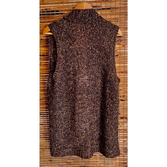 Chico’s 1 Open Front Knit Sweater Vest Brown Metallic Marled Acrylic Blend - Picture 2 of 6